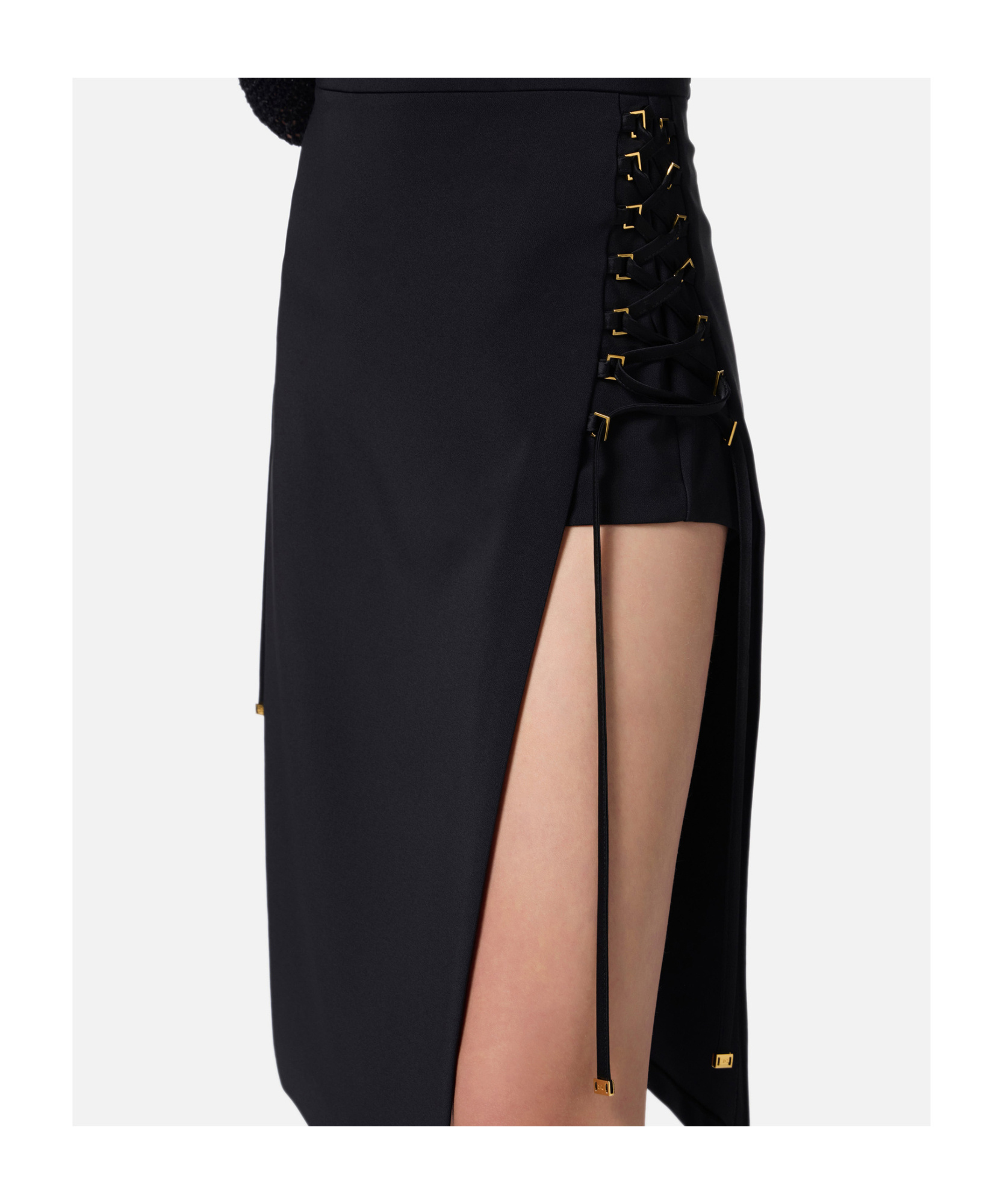 Elisabetta Franchi Skirt With Criss-cross Laces In Black