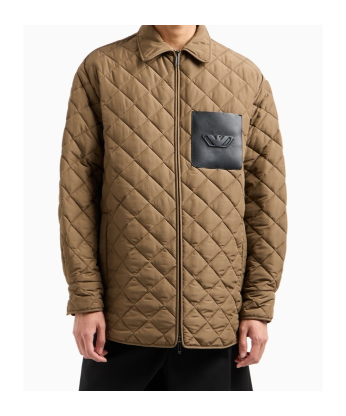 EMPORIO ARMANI LOGO-EMBOSSED QUILTED JACKET