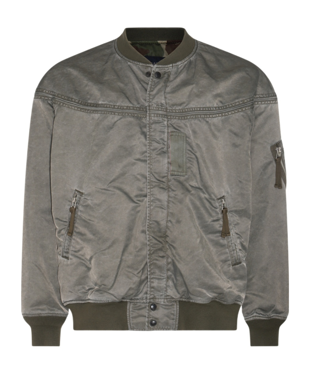 Comme Des Garçons Comme Des Gar�ons Homme Plus Ribbed Trim Bomber Jacket In Gray