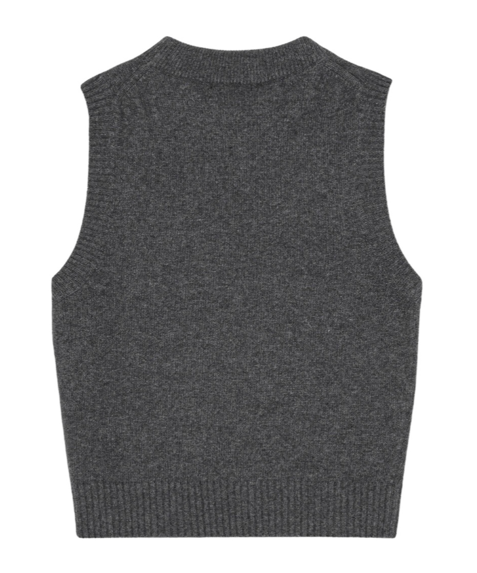 Ganni Logo Intarsia Wool-blend Sweater Vest In Black