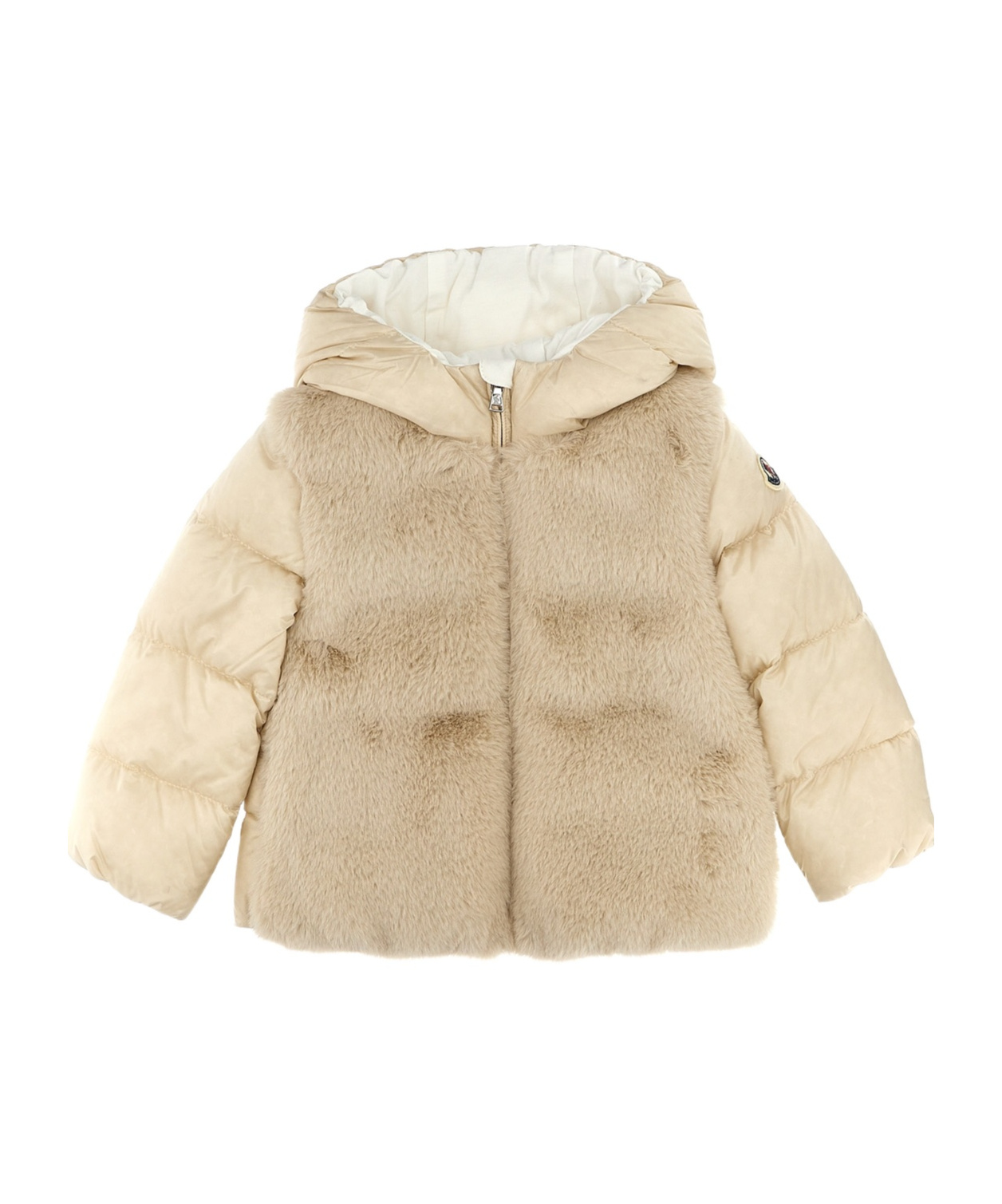 Moncler Long-sleeved Down Jacket In Nude