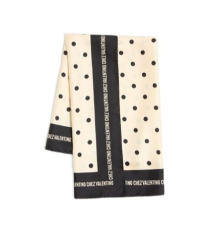 Valentino Silk Scarf In Butter/black