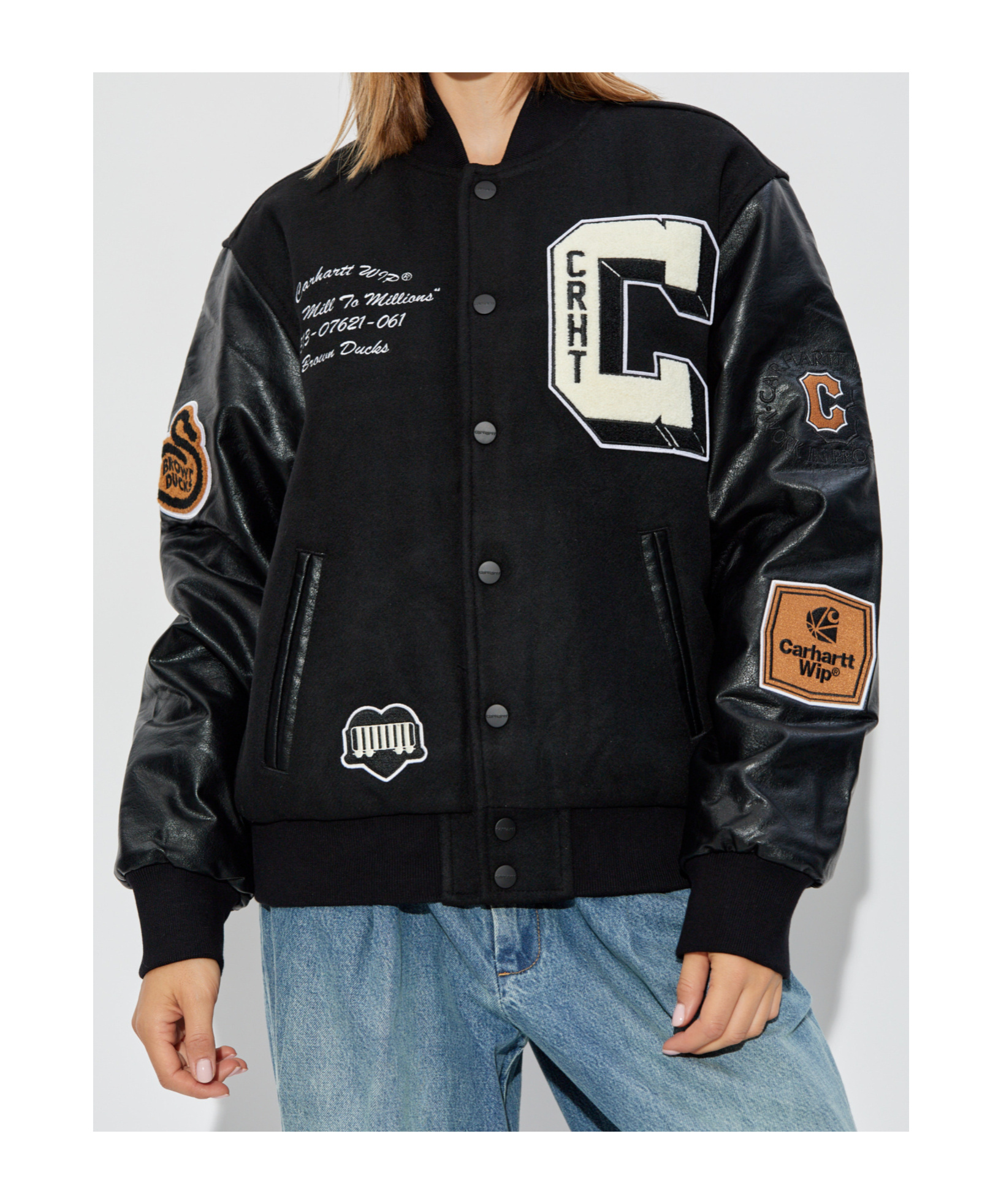 Carhartt Brown Ducks Bomber Jacket In Black