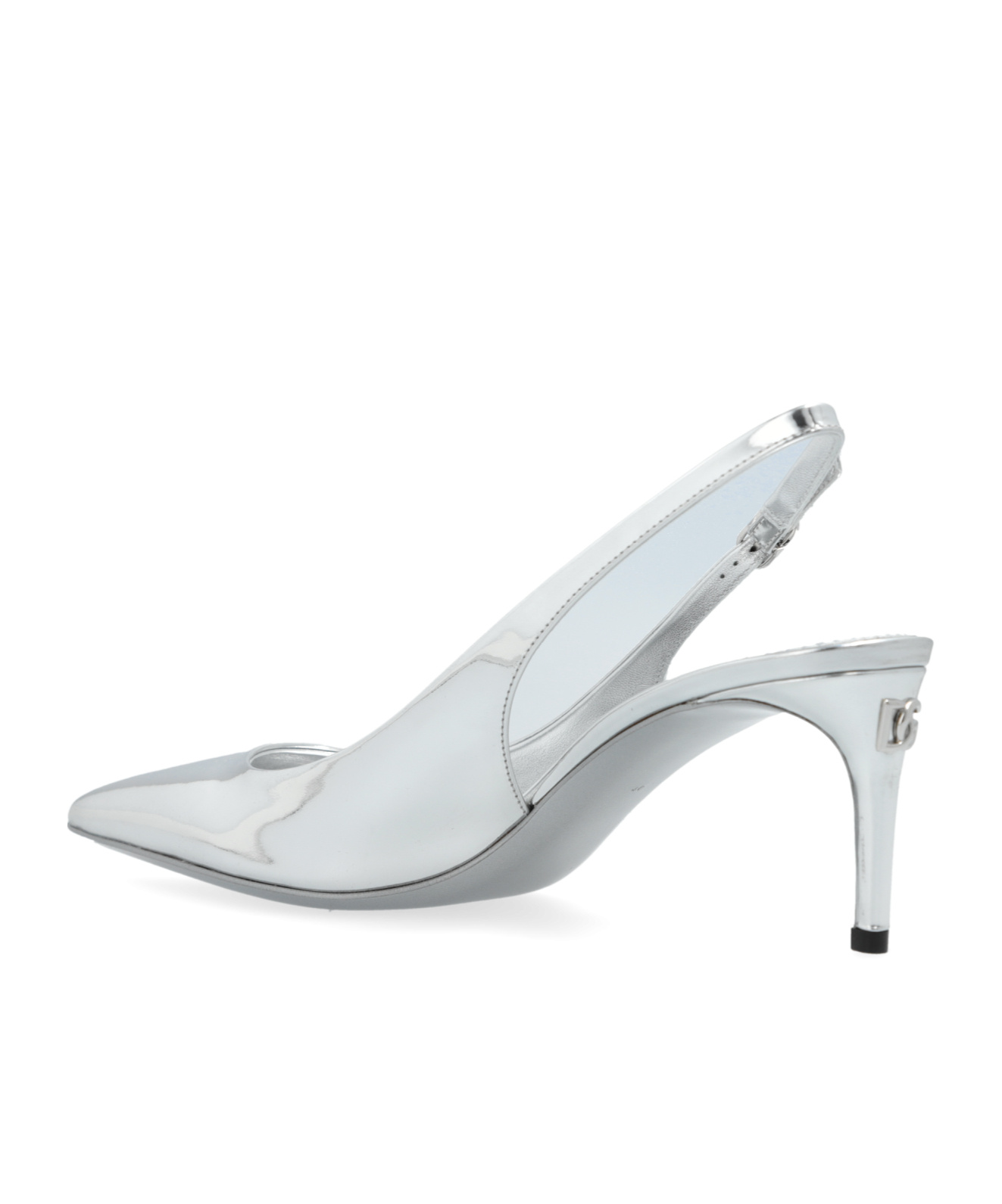 Dolce & Gabbana 60 Mirrored Leather Slingback Pumps In White