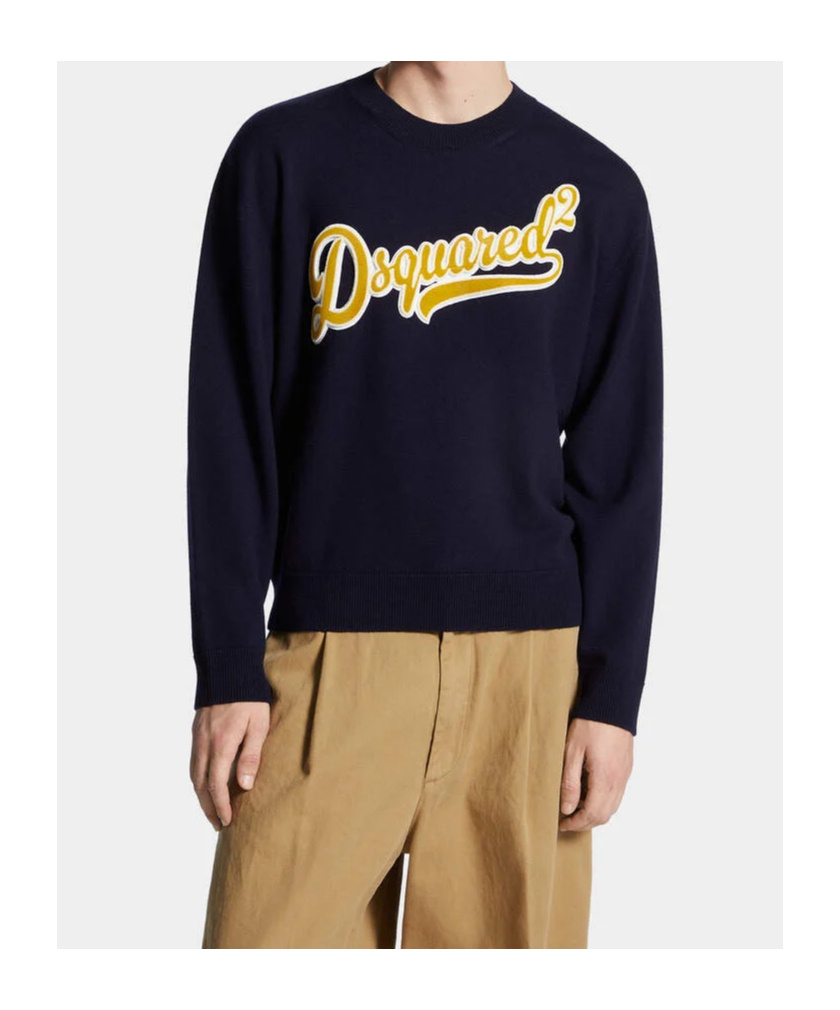 Dsquared2 Wool Pullover With Logo In Black