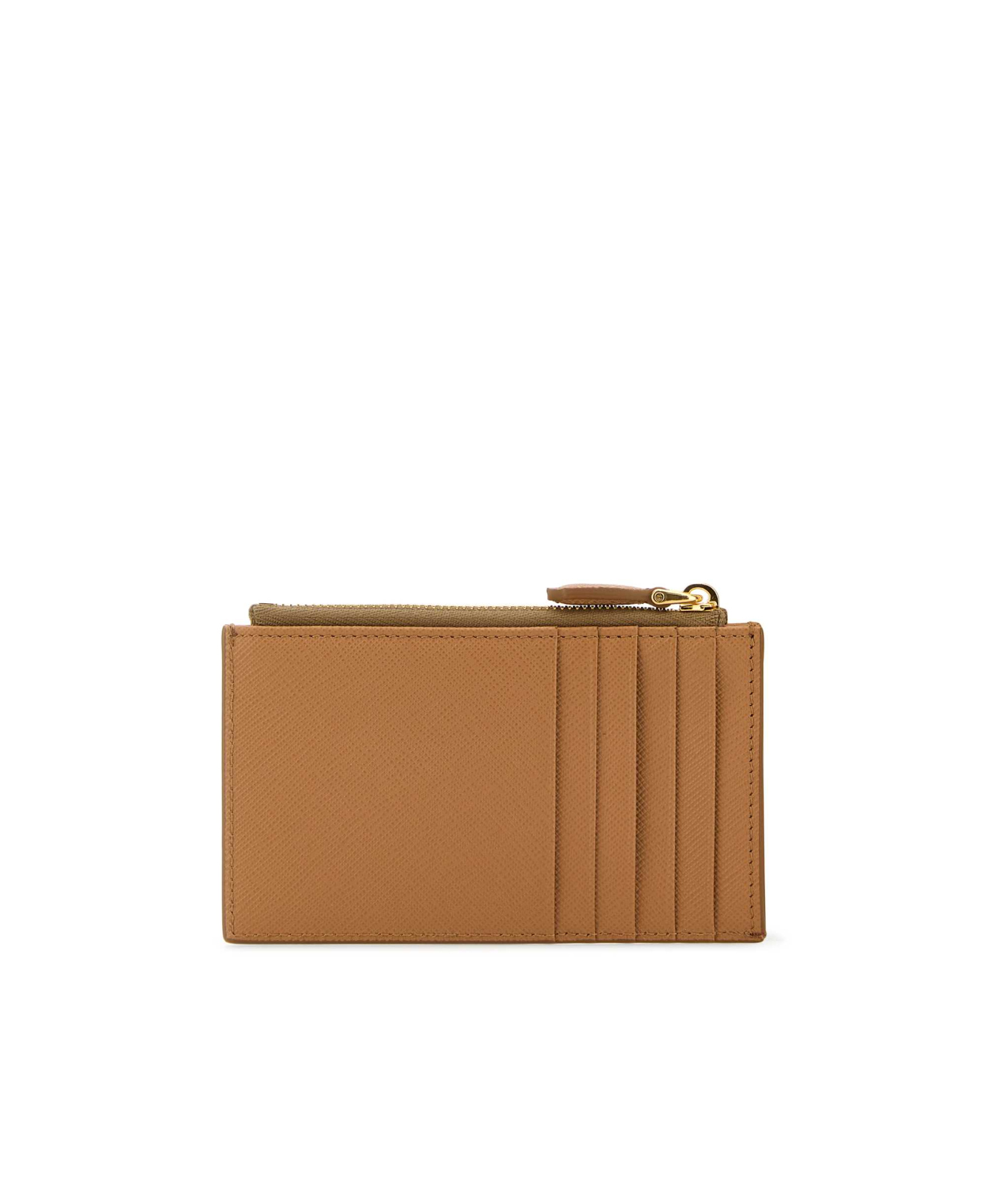 Prada Saffiano Leather Card Holder In Brown