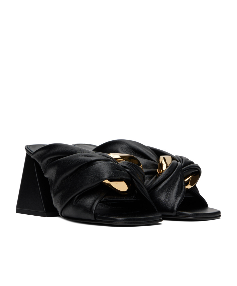 Jw Anderson Chain Twist Open Toe High Heeled Sandals In Black