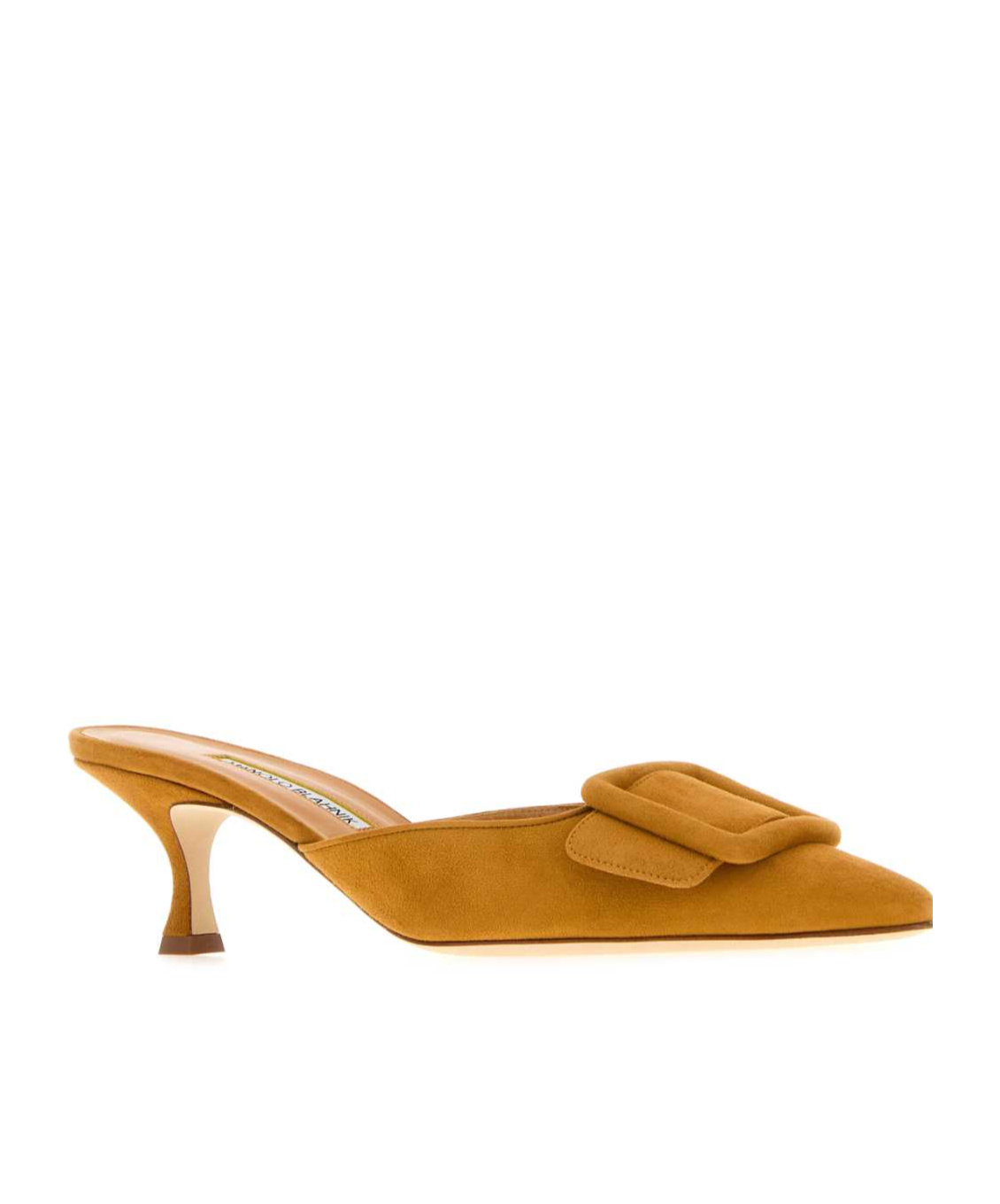 Manolo Blahnik 50mm Maysale Suede Kitten-heel Mules In Orange
