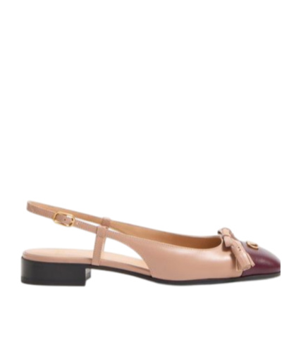 Valentino Valet Du Roi Leather Slingback Ballerina Flat In Nude