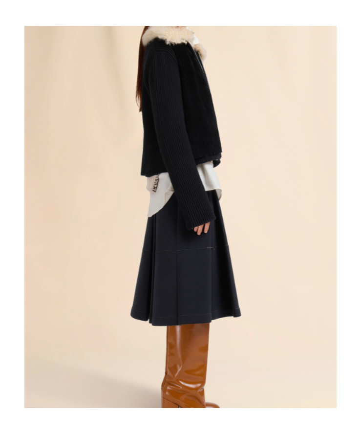 Marni Knitted Jacket With Faux Fur Collar In Black