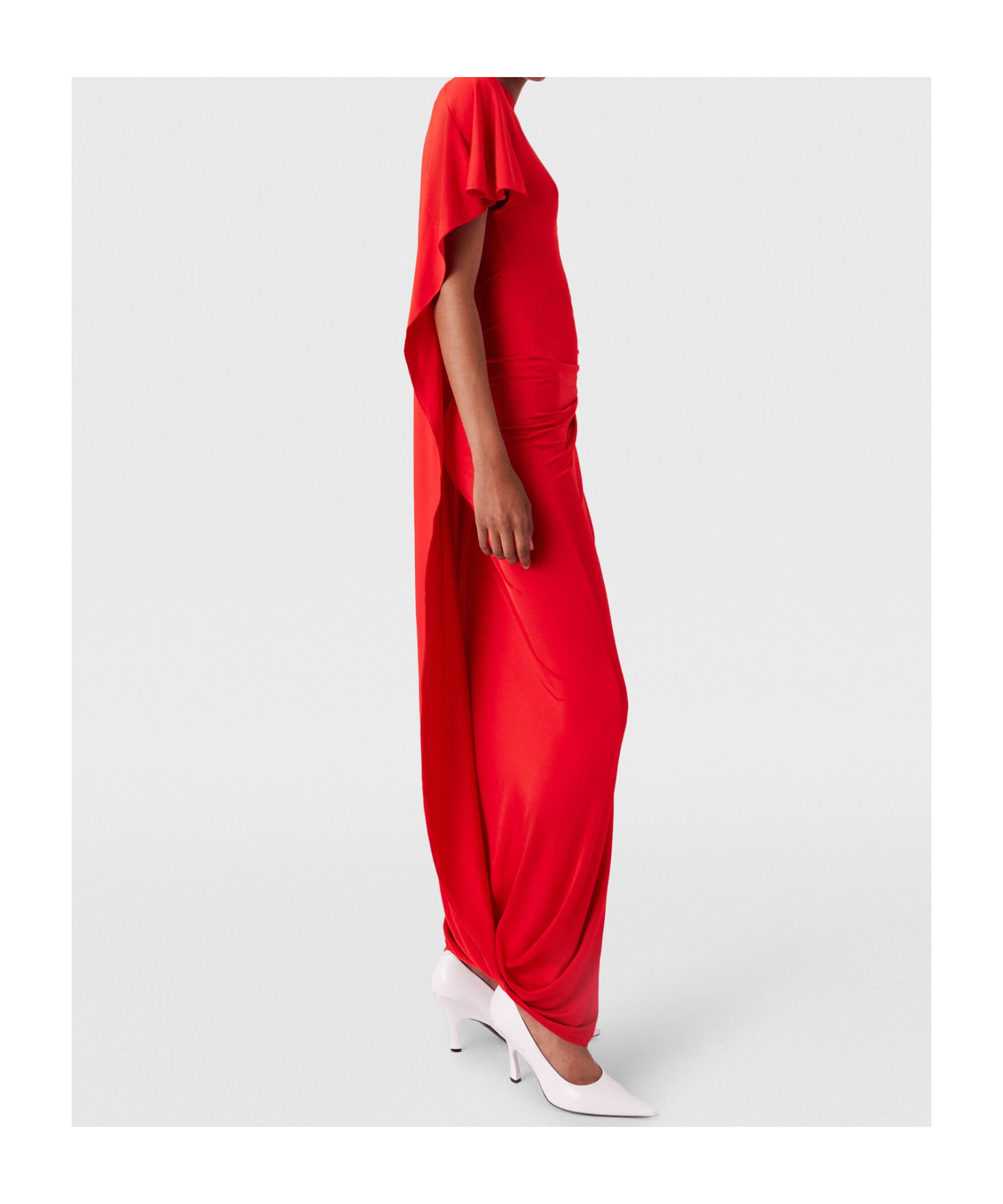 Stella Mccartney Draped Asymmetric Sleeve Gown In Red