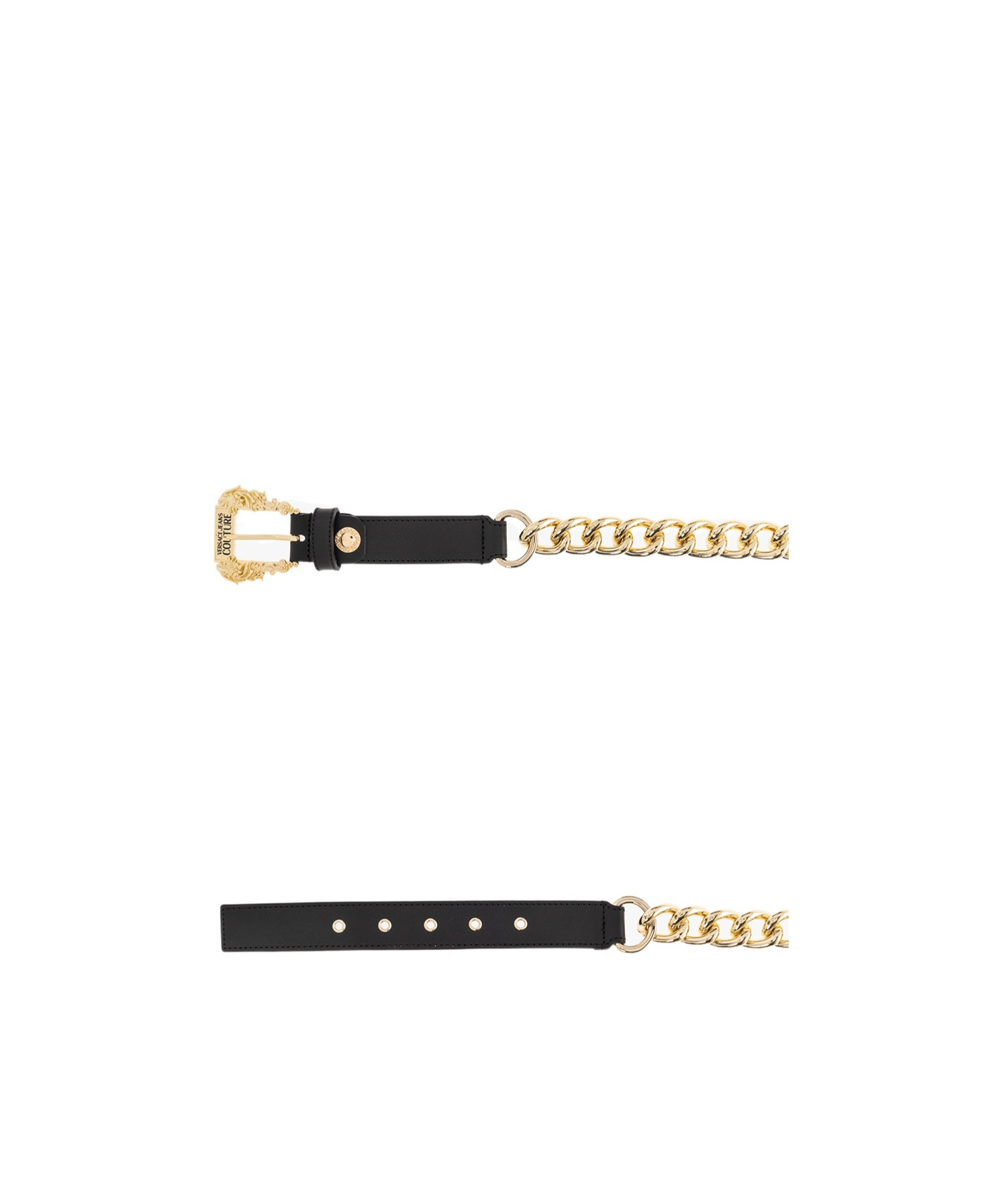 Shop Versace Jeans Chain-link Leather Belt In Green
