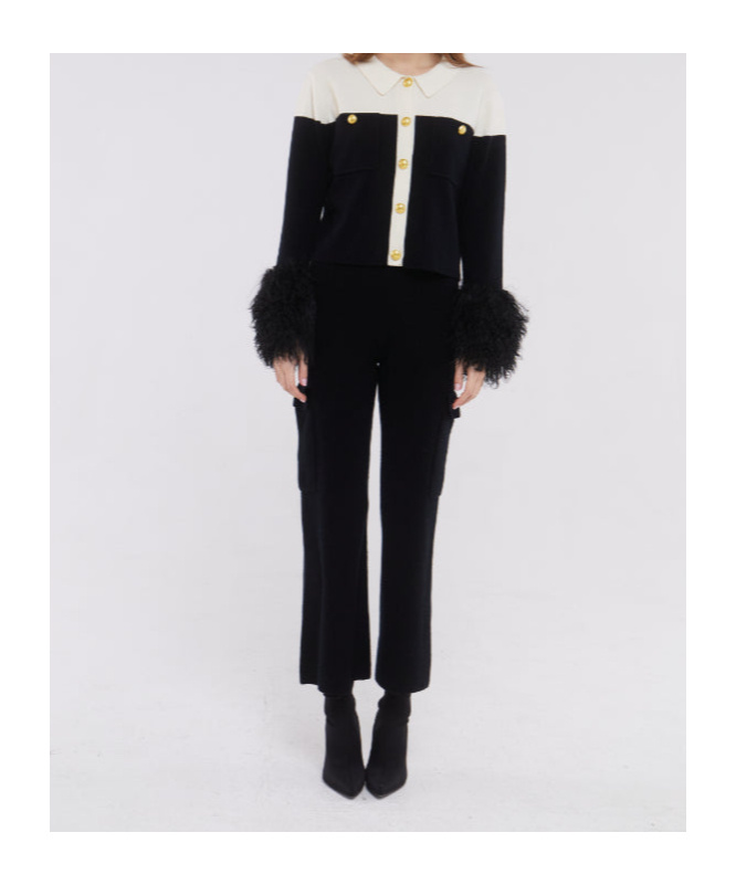 Izaak Azanei Long-sleeved Wool Cardigan In Black