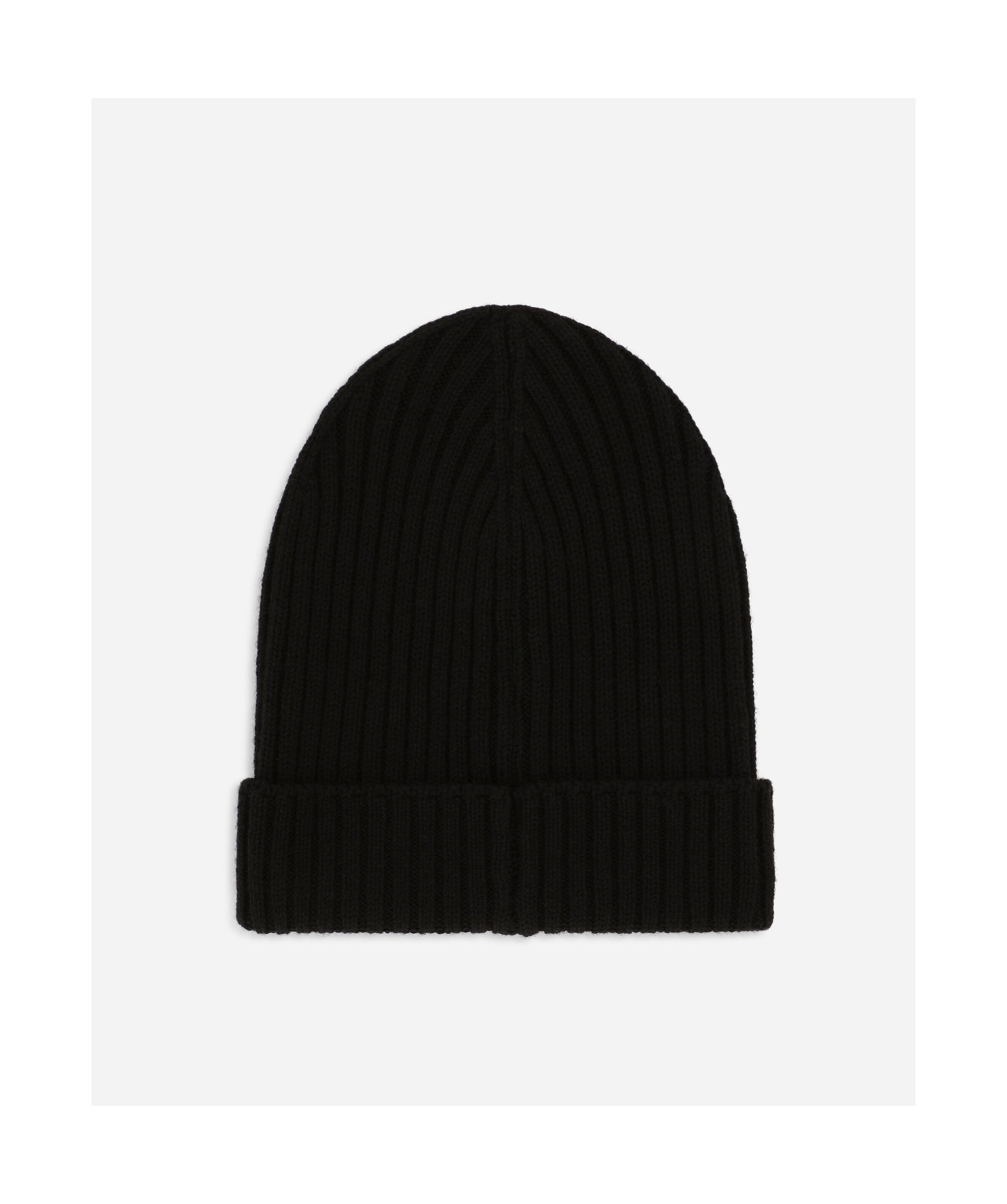 Dolce & Gabbana Logo-plaque Ribbed Wool Beanie In Black