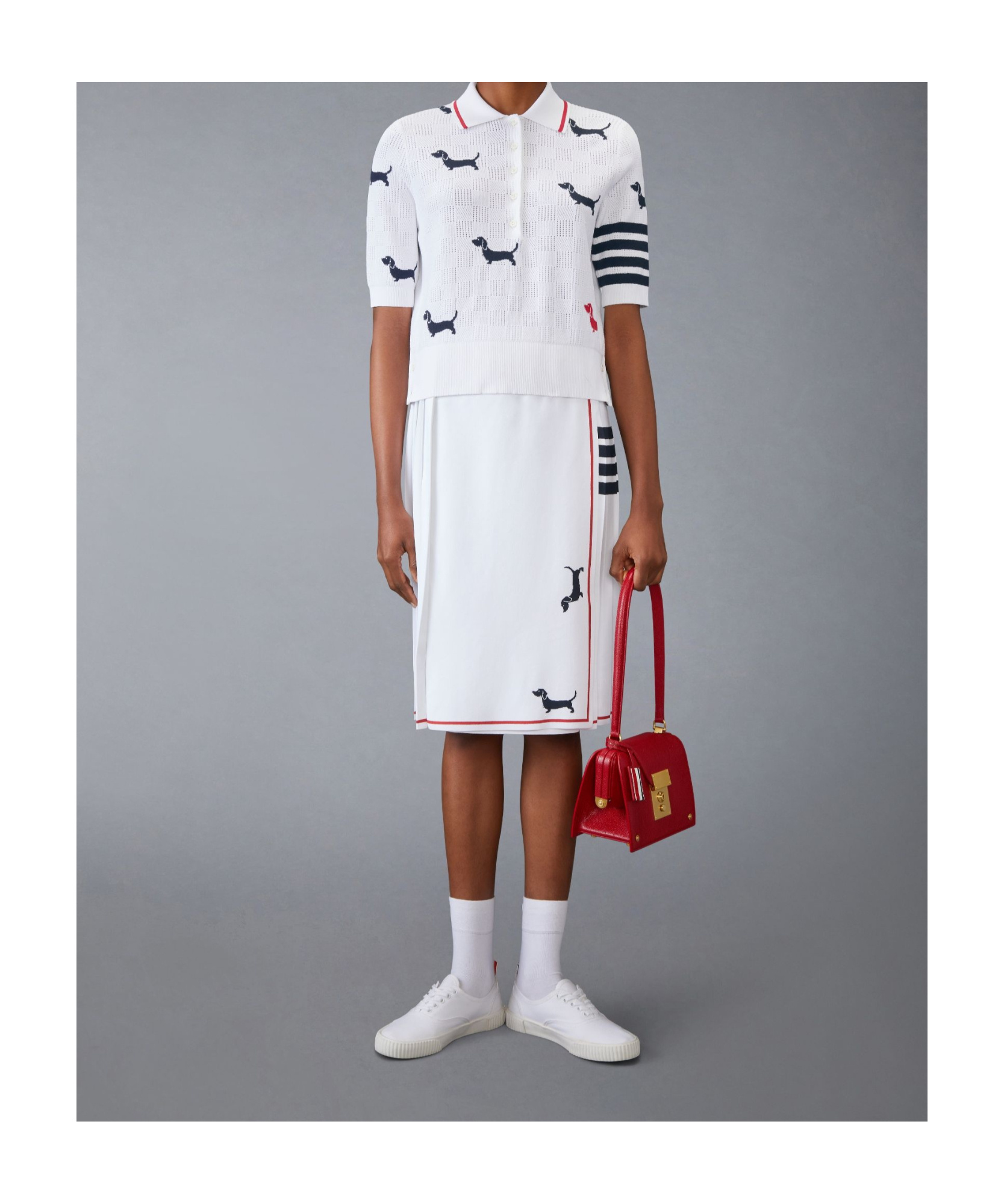 Thom Browne Short-sleeved Sweater In White