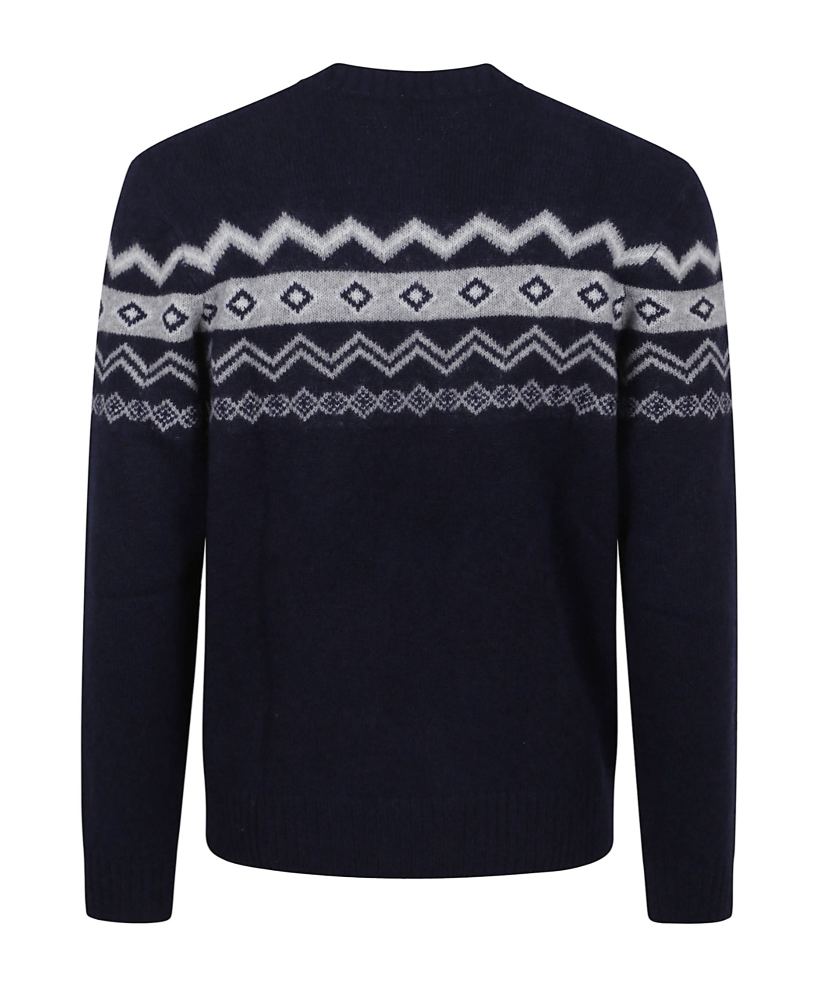 Eleventy Patterned Crew-neck Sweater With Geometric Motifs In Blue
