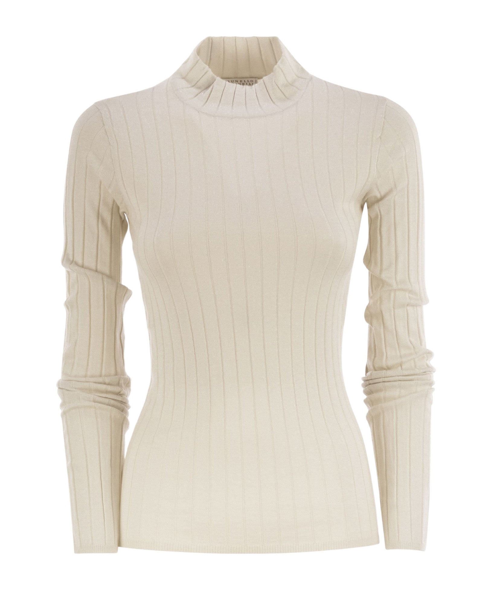 Brunello Cucinelli Women Lightweight Cashmere And Silk Broad Rib Sweater In Neutral