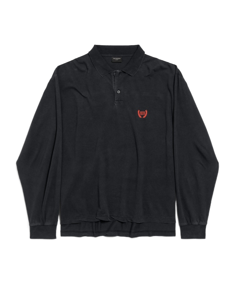 Balenciaga Regular Cotton Polo Shirt With Destroyed Effect In Faded Black