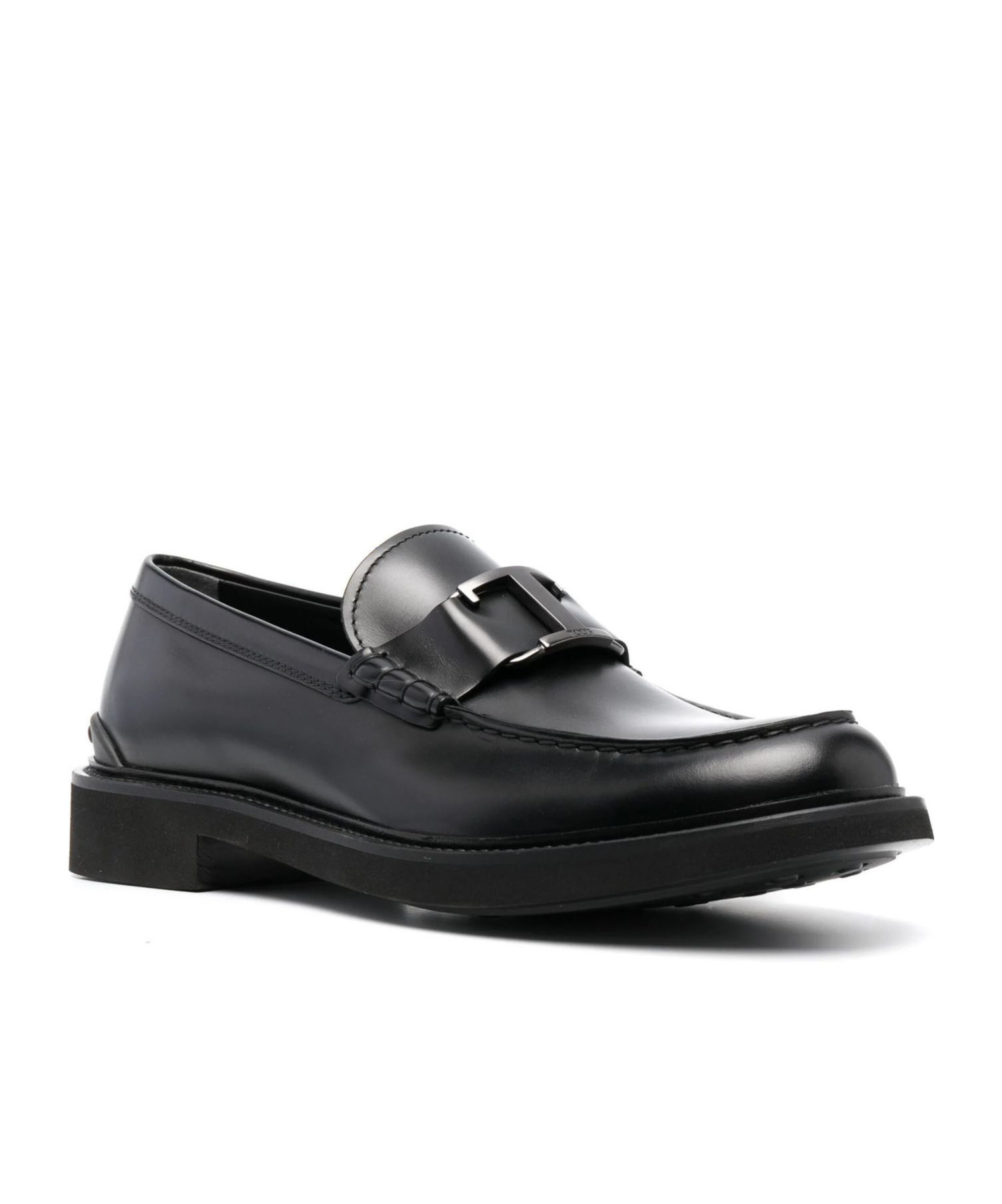 Tod's Smooth Leather Moccasin Loafers With Subtle Stitching In Black