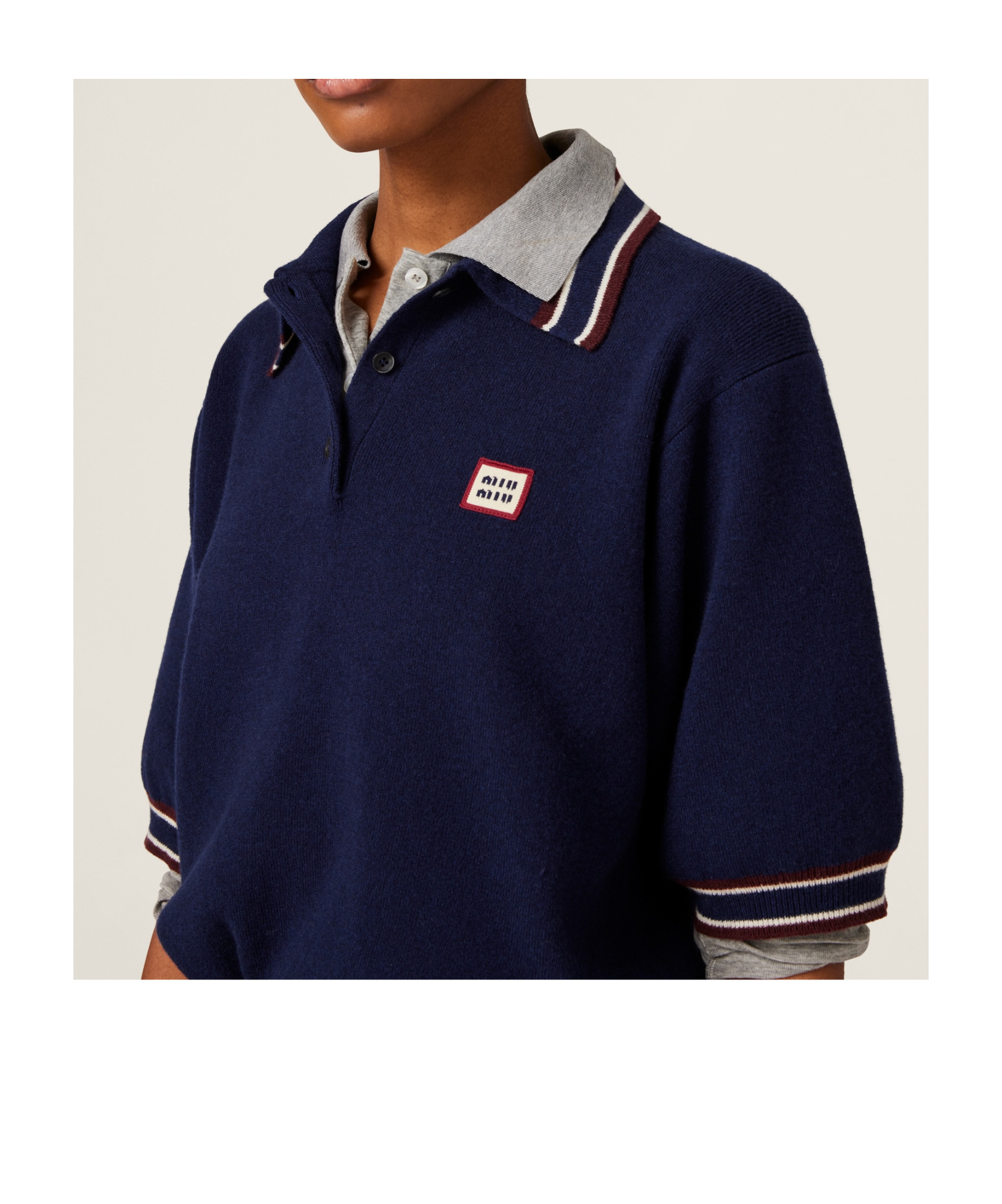 Miu Miu Wool And Cashmere Polo Sweater In Black