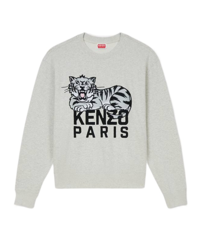 Kenzo Tiger Embroidered Crewneck Sweatshirt In White