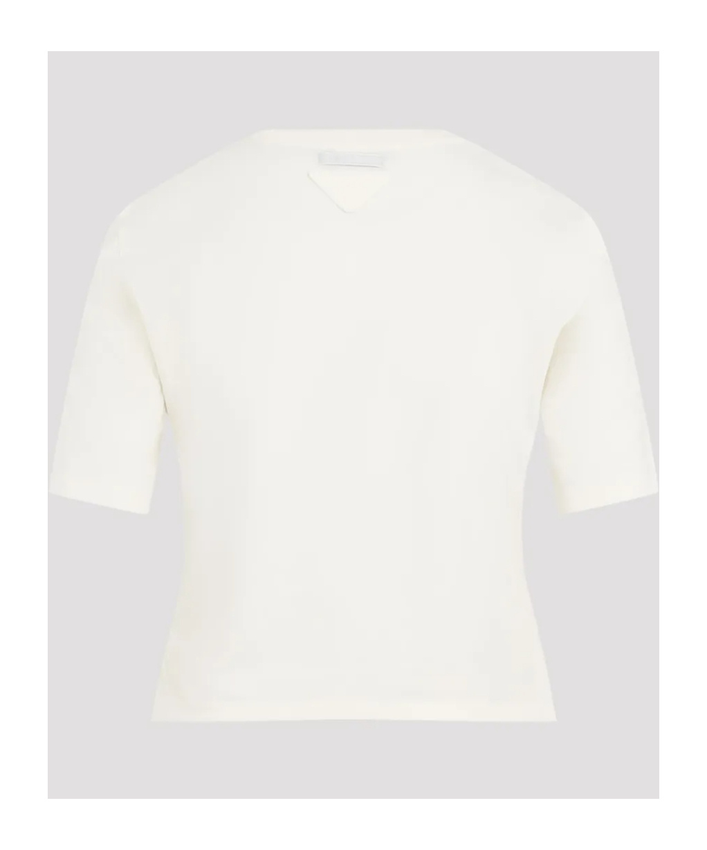 Prada Women Crop Logo Print T-shirt In White