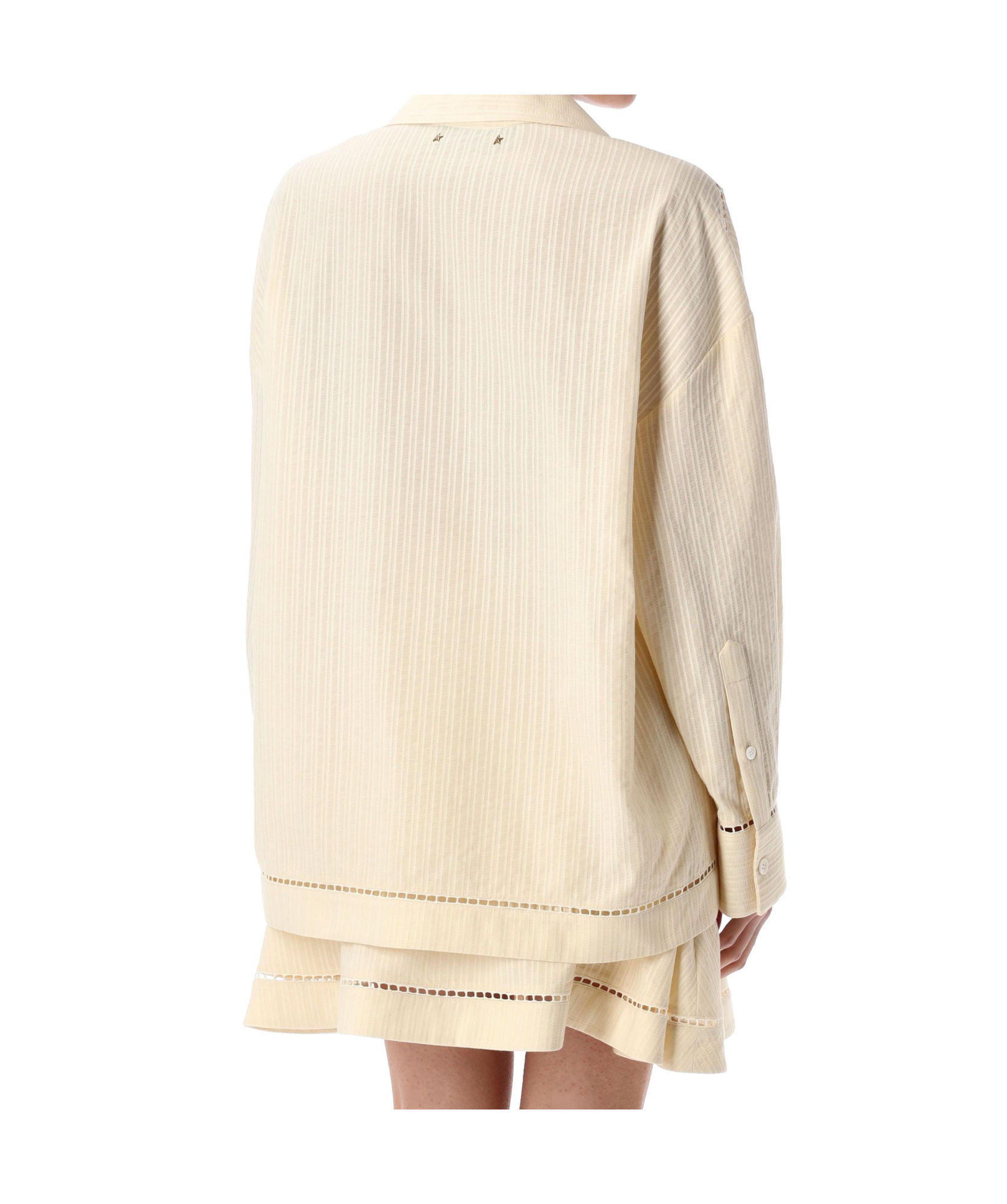 Golden Goose Texture Stripe Oversize Button-up Shirt In Nude