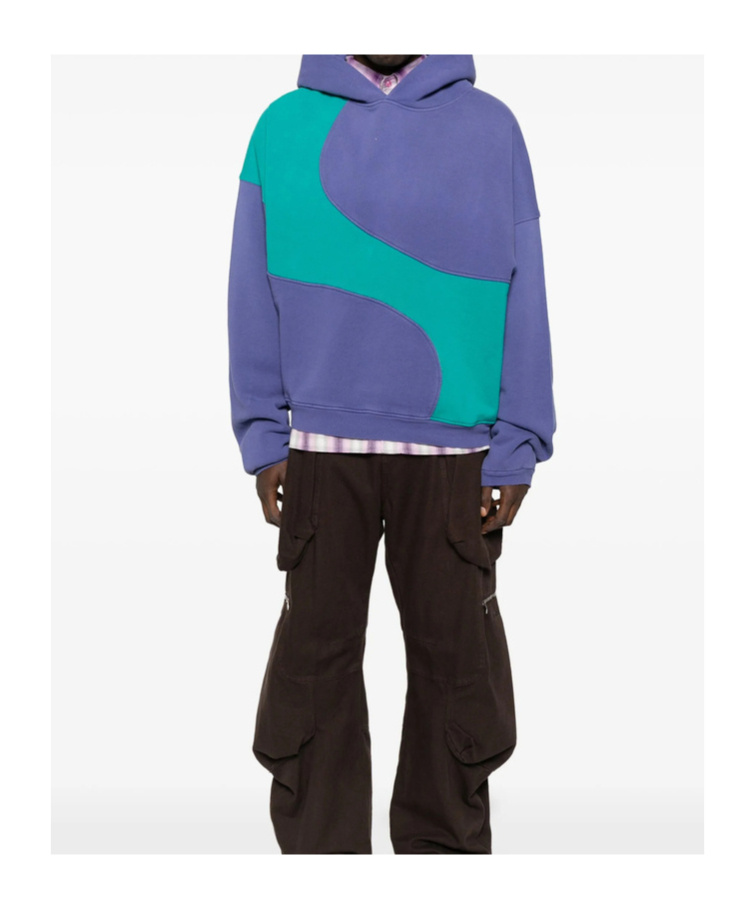Erl Color Block Hoodie Sweatshirt In Blue