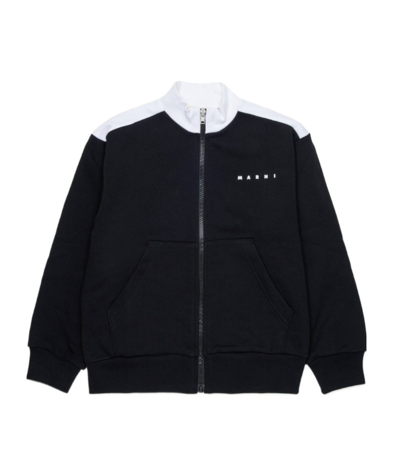 Marni Kids Logo Printed Zipped Sweatshirt In Black