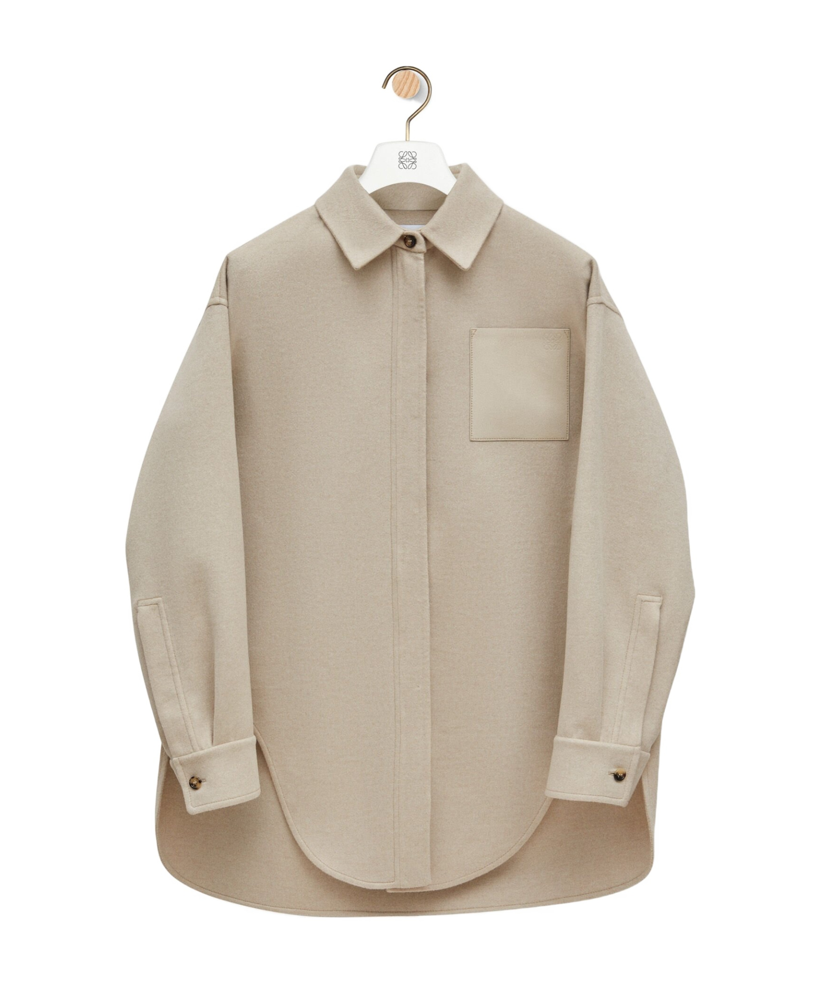 Loewe Wool Long-sleeved Casual Jacket In Nude
