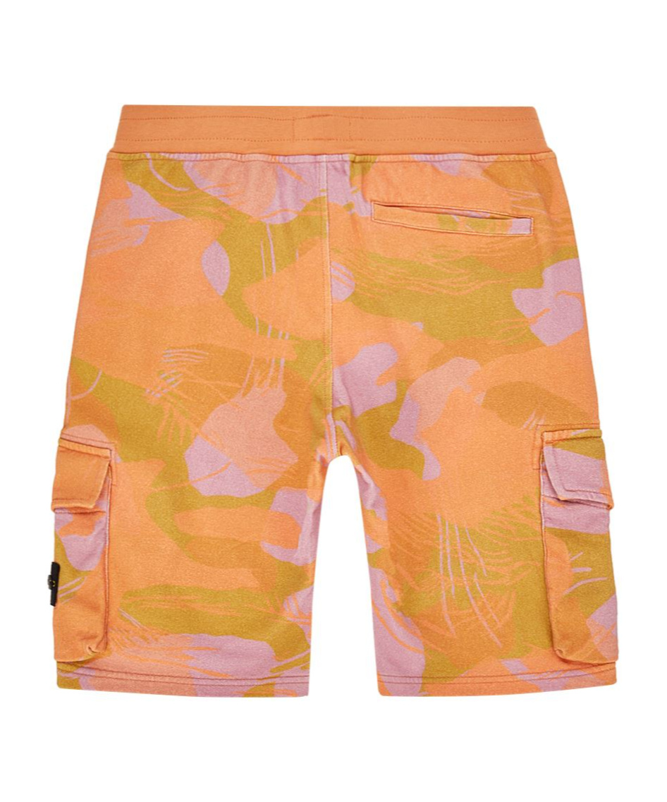 Stone Island Compass-motif Cargo Shorts In Orange