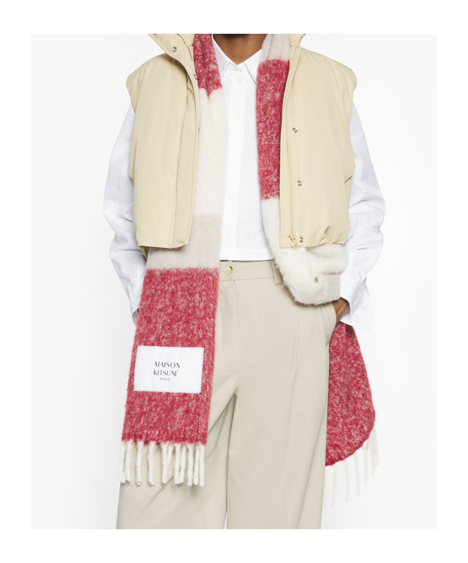 Maison Kitsuné Striped Scarf In Pink