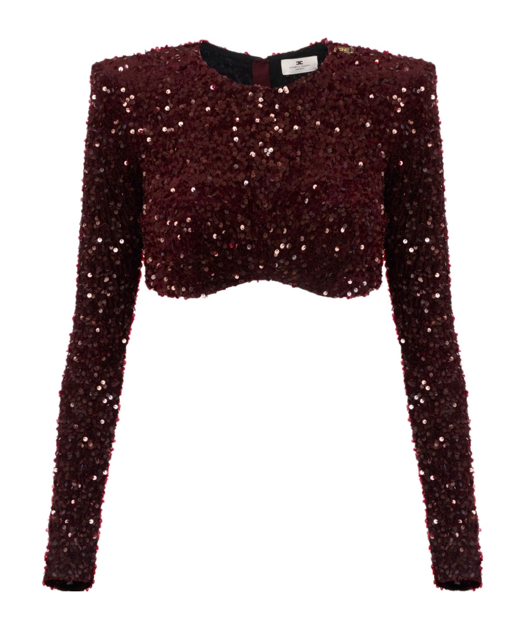 Elisabetta Franchi Sequin-embellished Long-sleeve Blouse In Burgundy