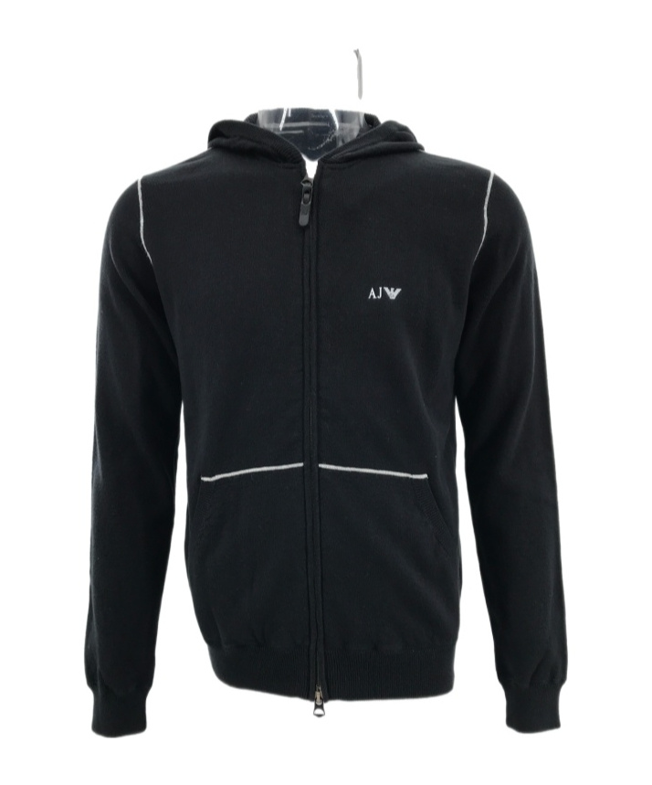 ARMANI JEANS HOODED LONG-SLEEVED KNITTED JACKET