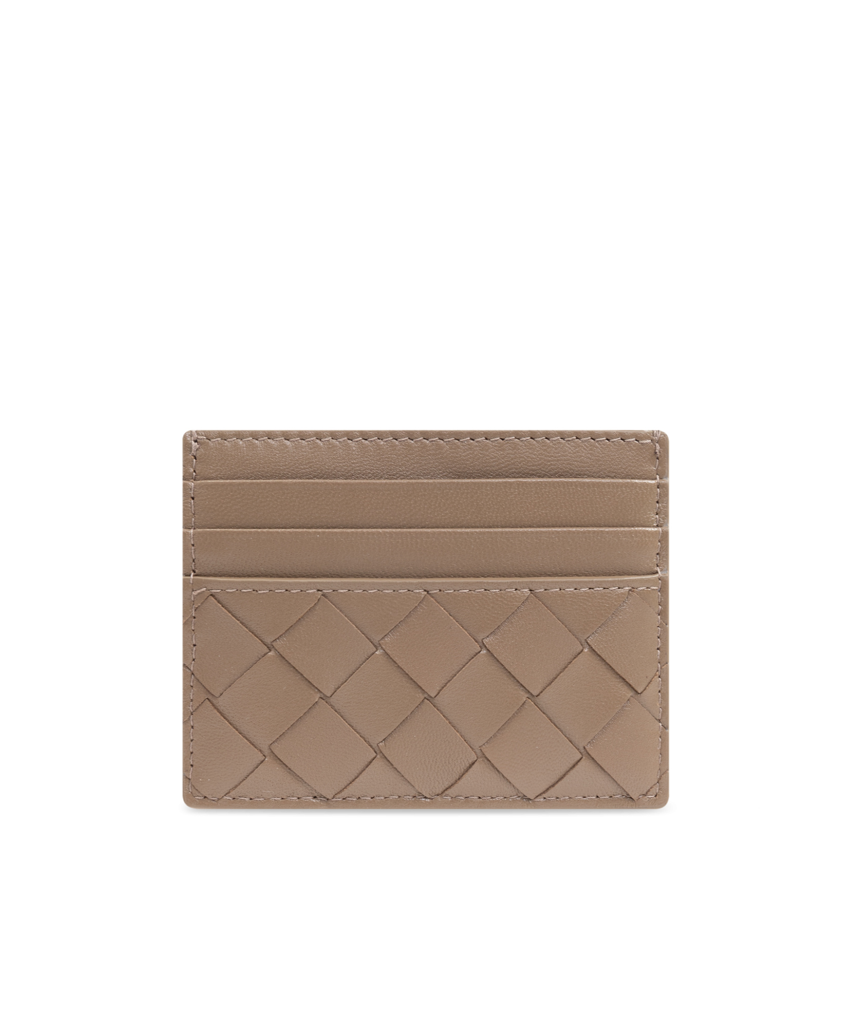 Bottega Veneta Intrecciato Open Top Card Case In Brown