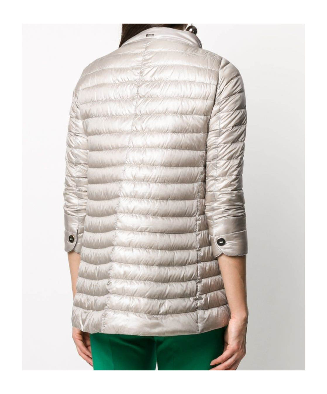 Herno Funnel-neck Mid-length Quilted Jacket In Pearl Grey