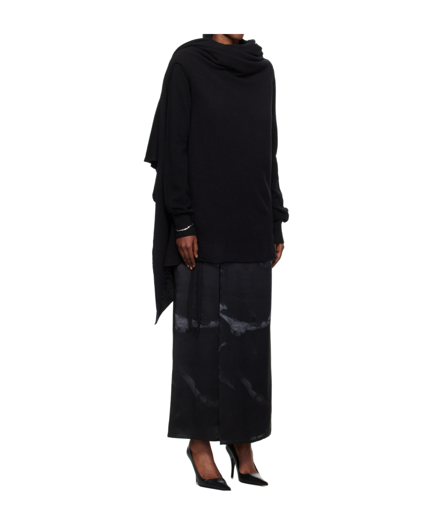 Ann Demeulemeester Nadine 3 Holes Turtleneck Sweater In Black