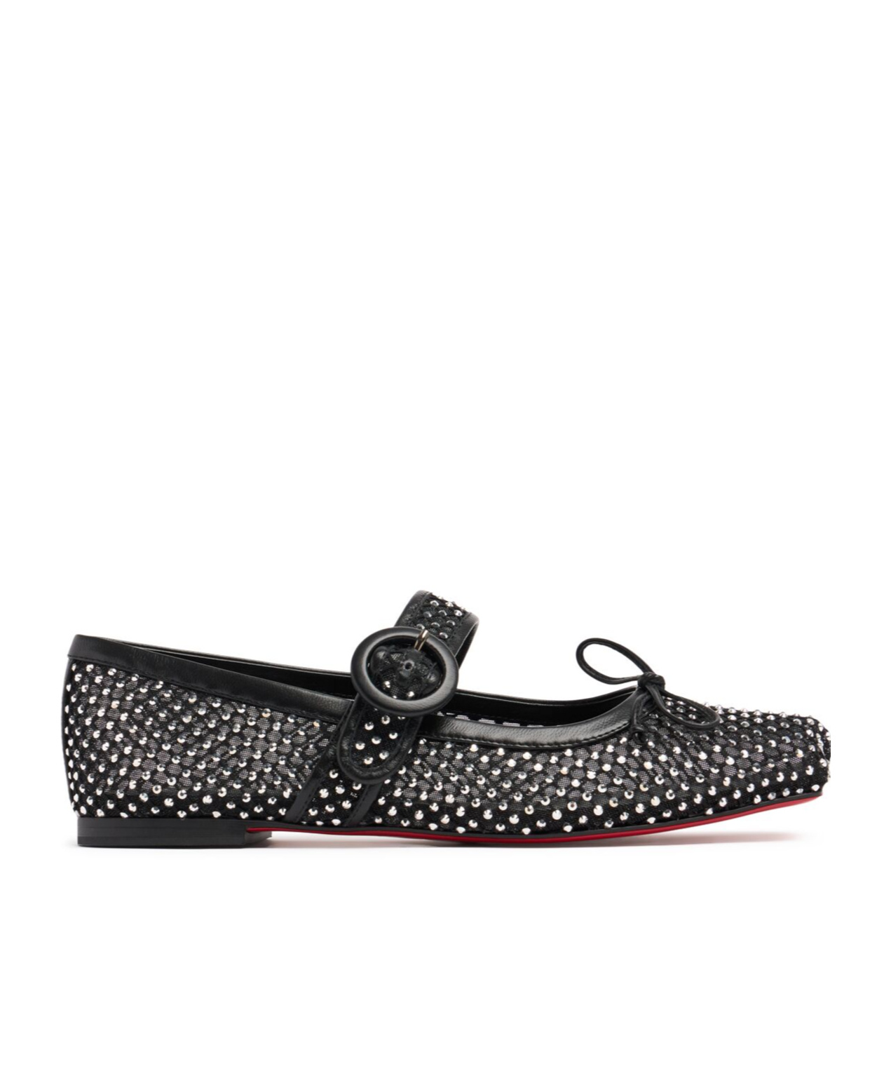 Christian Louboutin Mamastrapitina Crystal-embellished Leather-trimmed Mesh Ballet Flats
