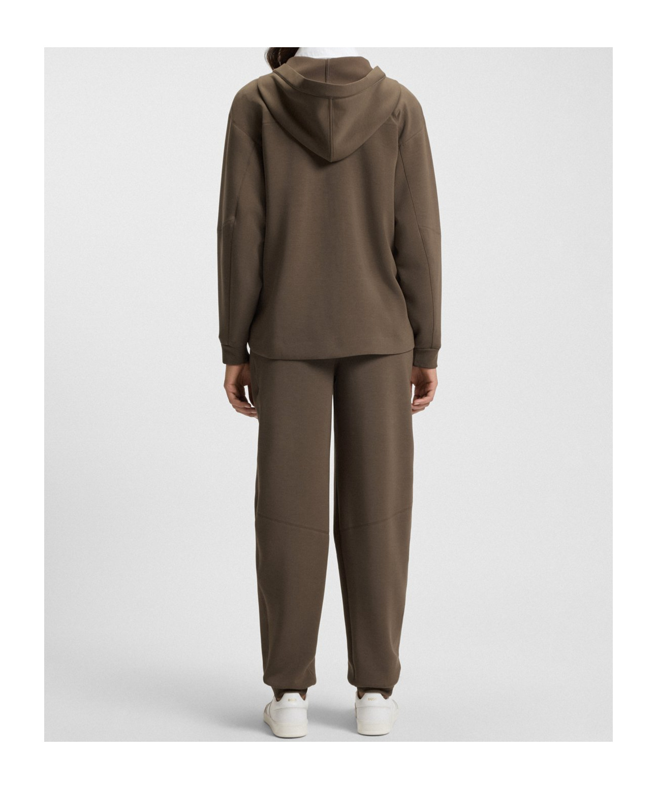 Hugo Boss Fur-panel Zip-up Hoodie In Brown