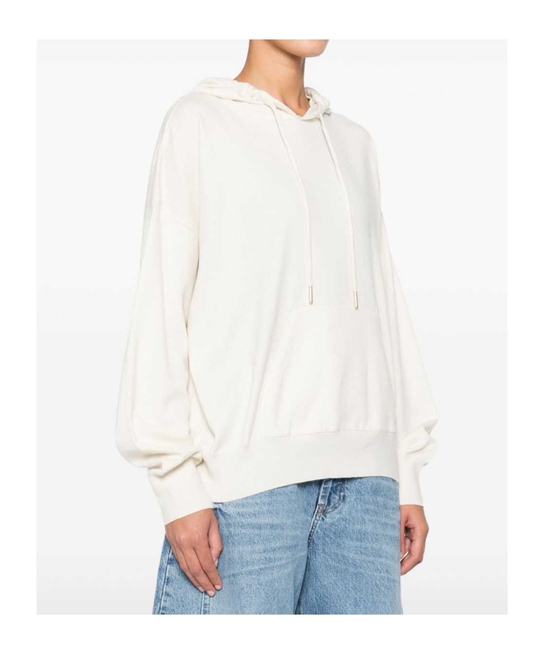 Blugirl Relaxed Fit Hooded Sweatshirt With Ribbed Details In White