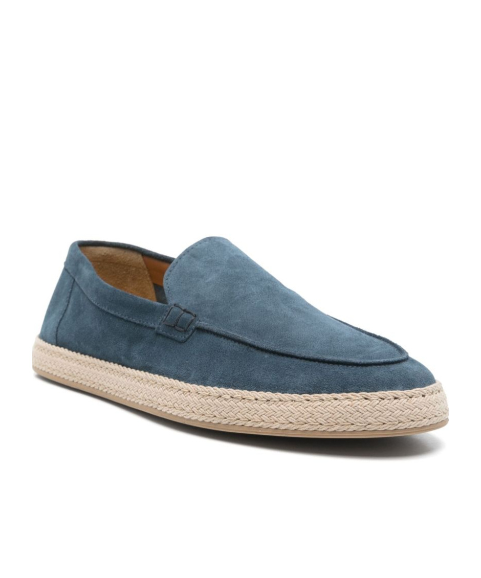 Doucal's Man Espadrilles Blue Size 8 Leather In Blue