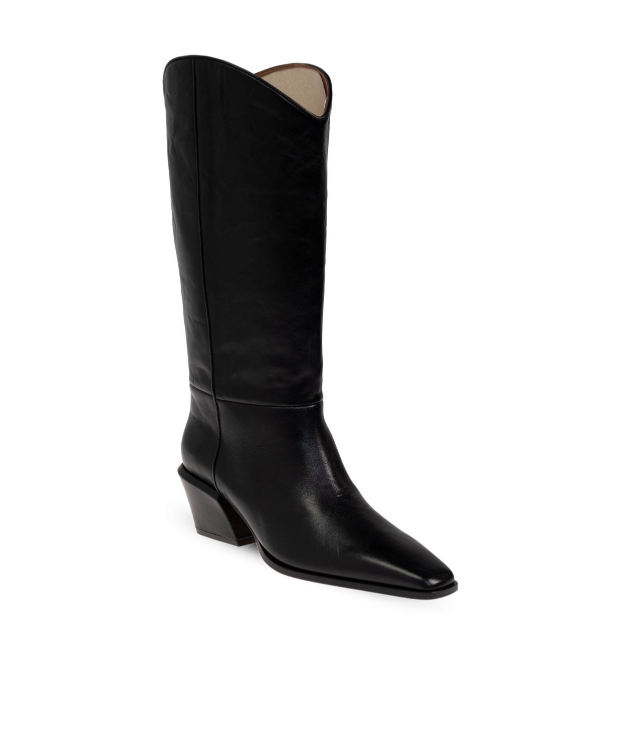 Paris Texas Western Style Leather Knee Length Boots In Black