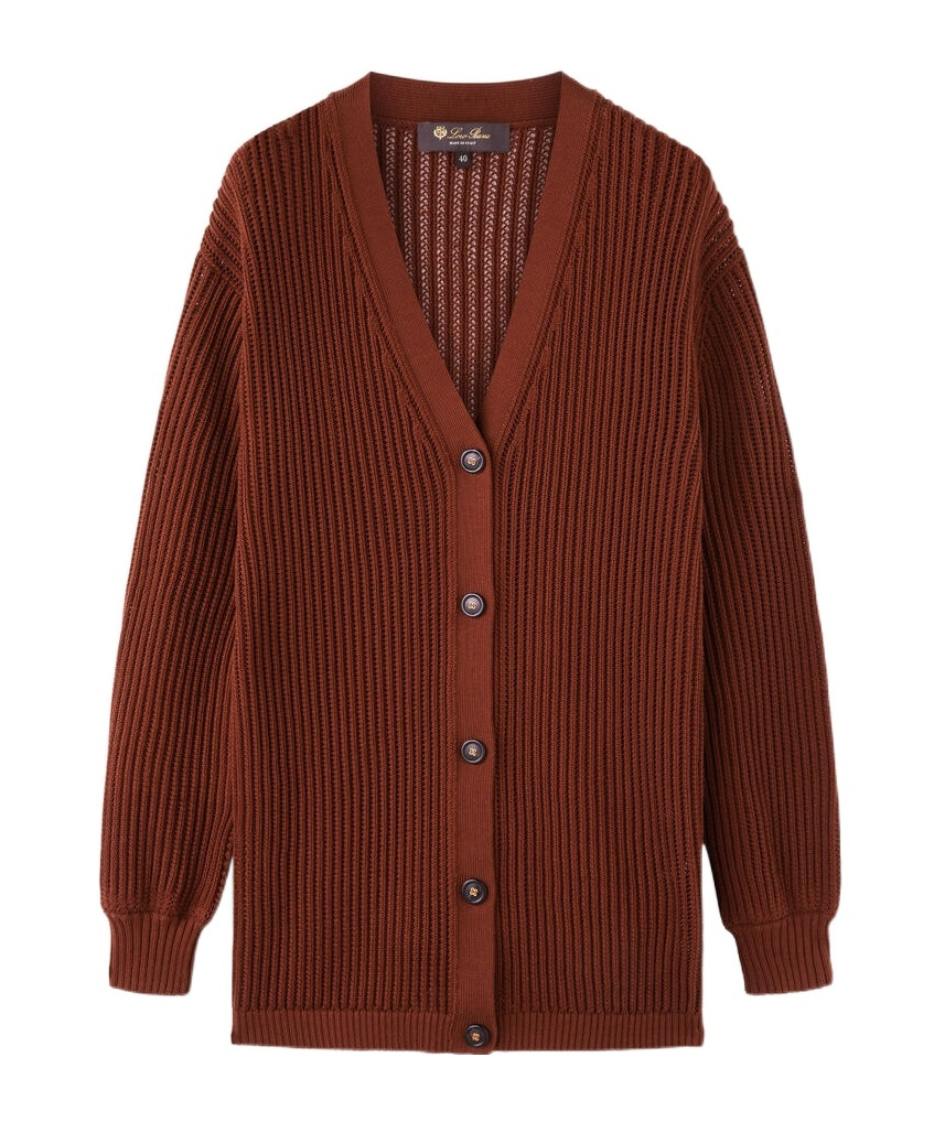 Loro Piana Buttoned V-neck Cardigan In Brown