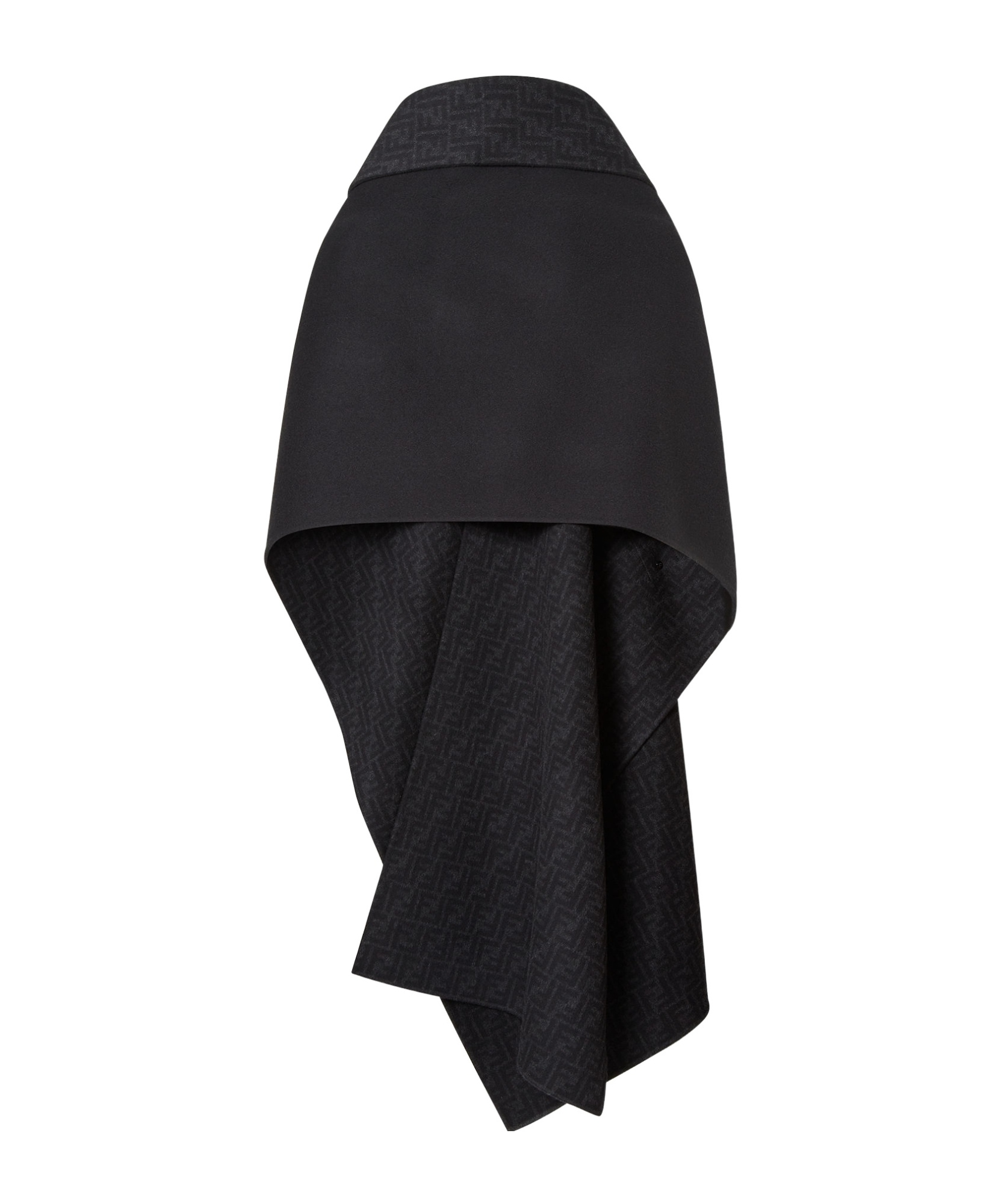 Fendi Black Wool Cloak In Black