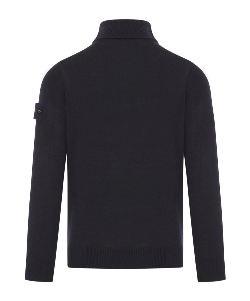 Stone Island Compass Logo Turtleneck Sweater In Black