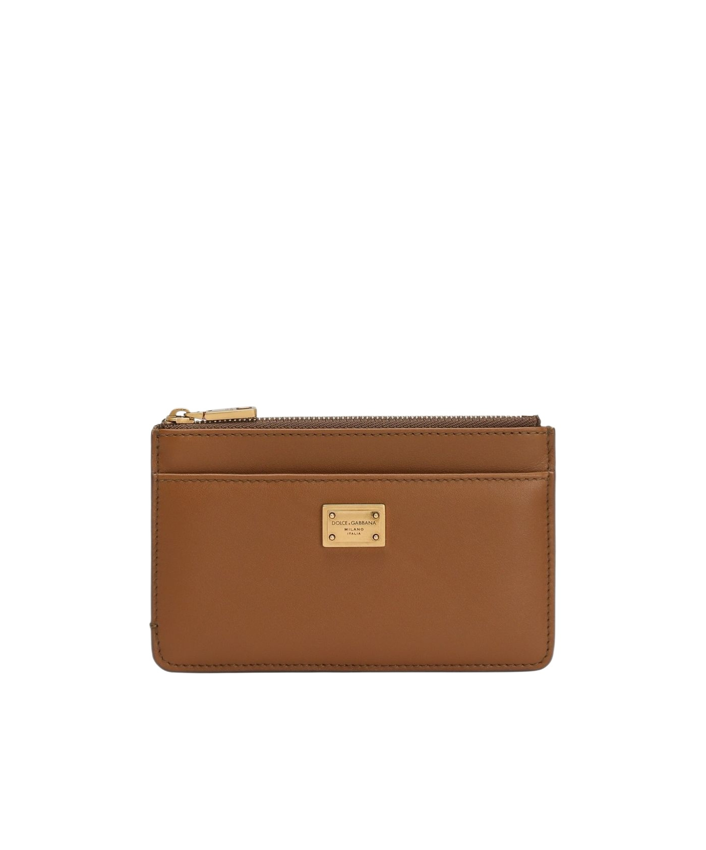 Dolce & Gabbana Dauphine Logo-plaque Zip-around Card Holder In Brown