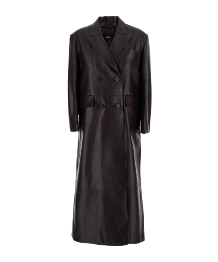 Arma Double-breasted Flap-pockets Coat In Black