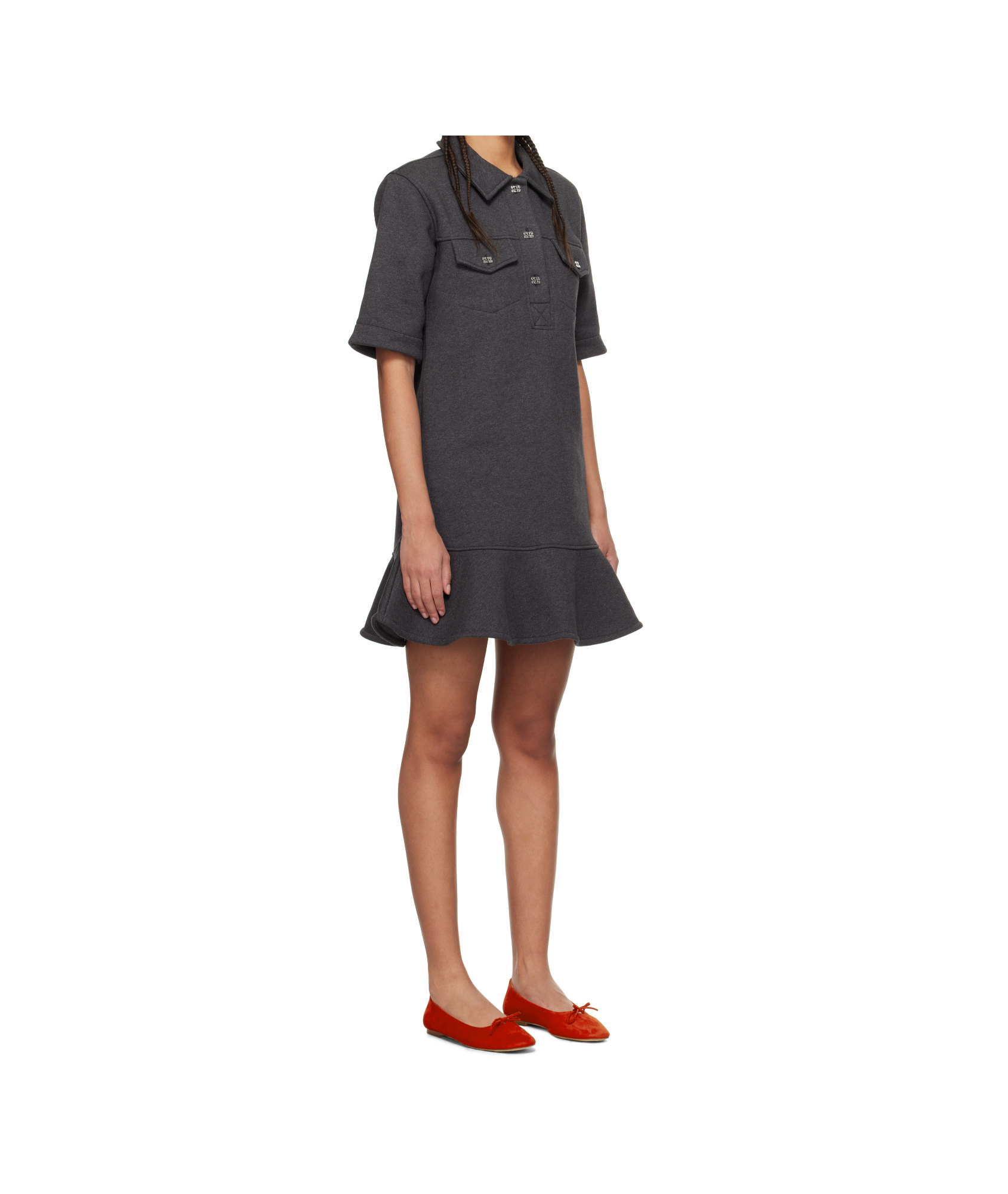 Shop Ganni Short Sleeve Dress In Black