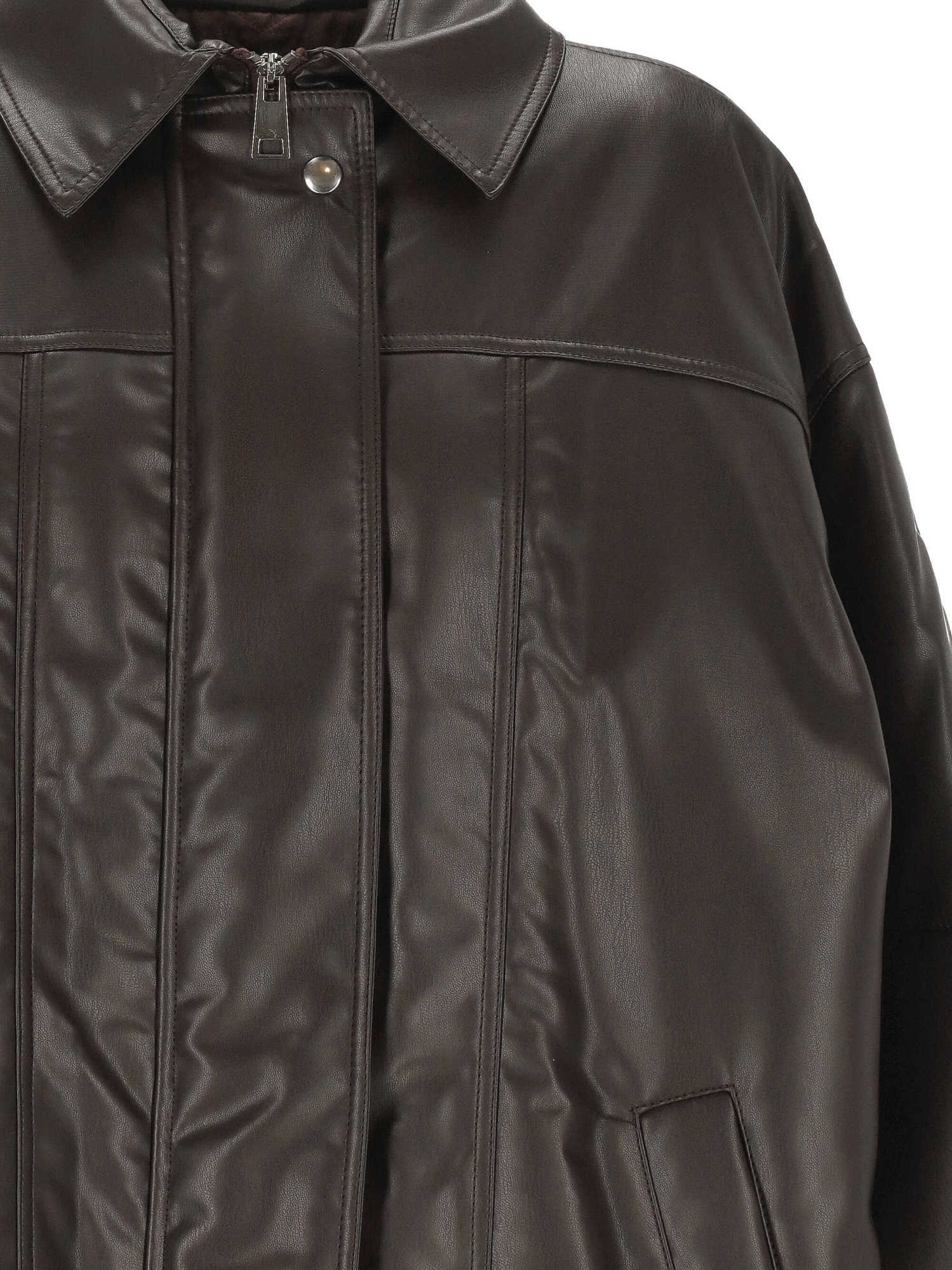 Aniye By Zippered Long-sleeved Leather Jacket In Brown