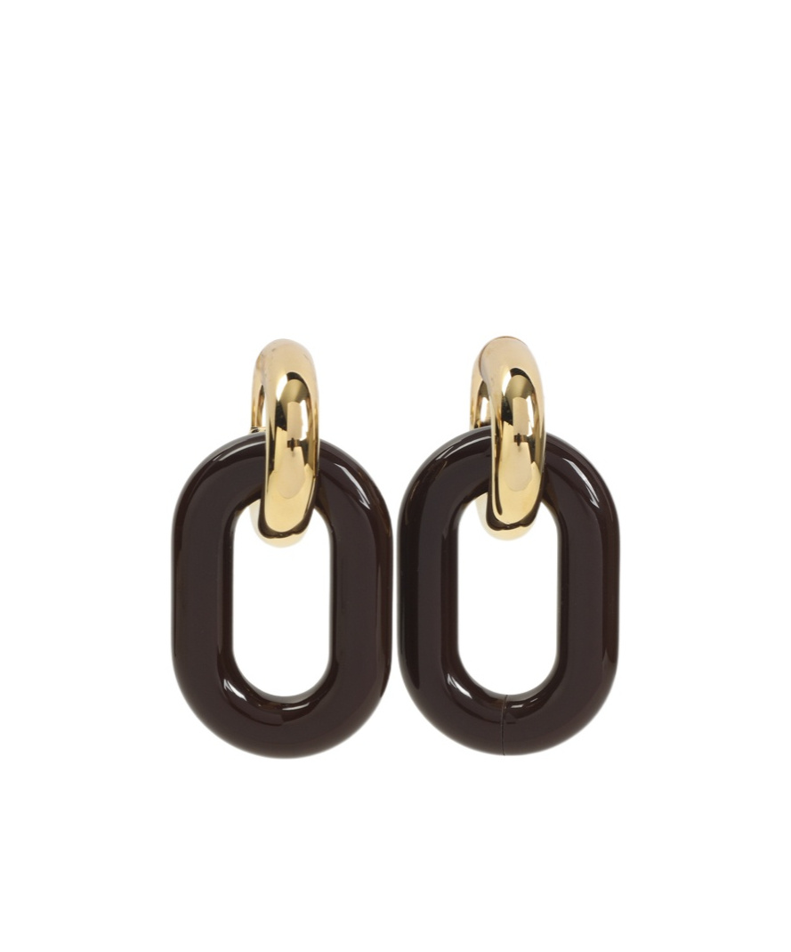 Marni Chunky Hoop Earrings Gold-tone Finish In Black